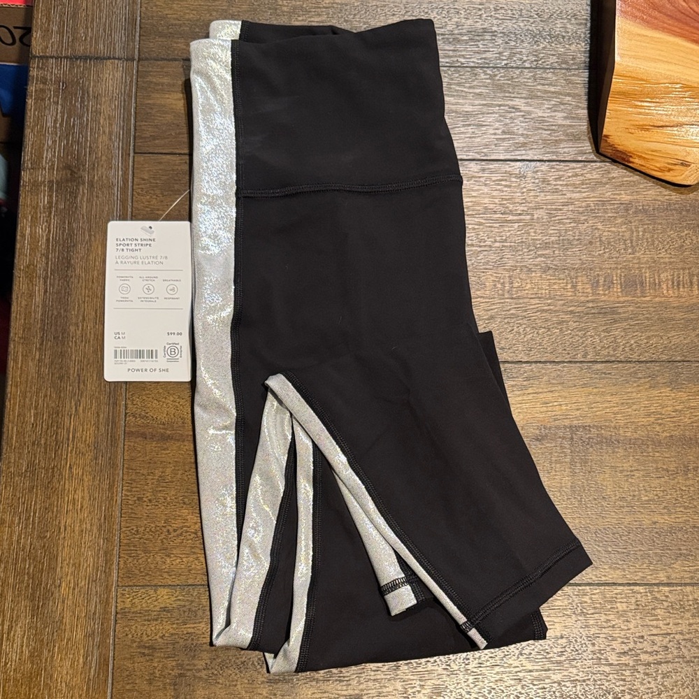 Athleta Elation Black and Silver Leggings - Picture 4 of 5